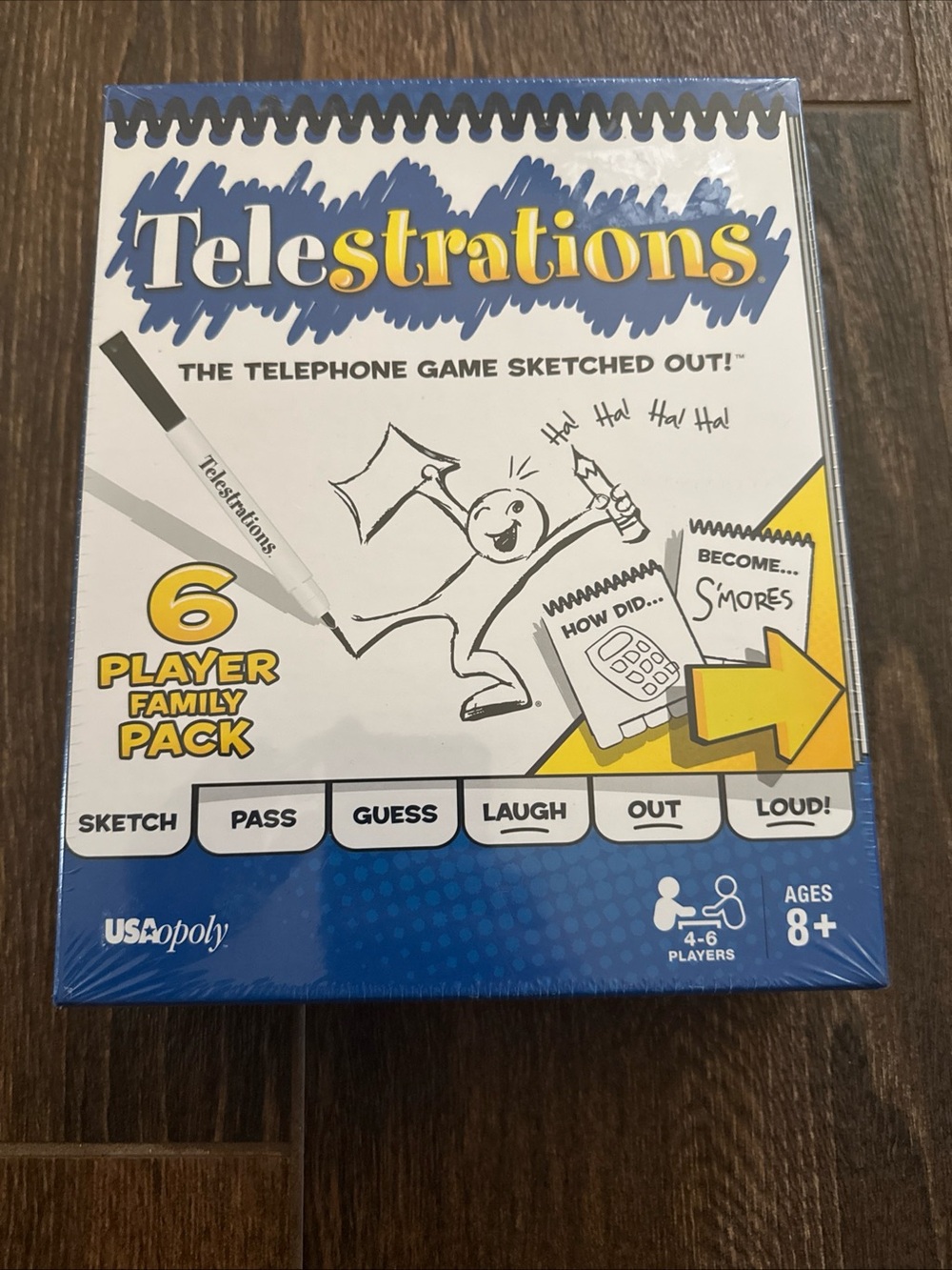 Telestrations 6 Player Family Pack Party Game - Blue & Yellow